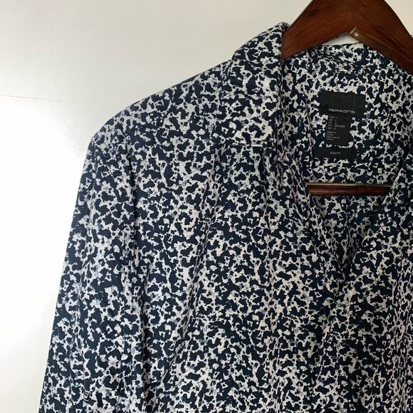 H&M Premium 100% Cotton Slim Fit Button Down Shirt Allover Print Mens Size Large - Picture 8 of 16